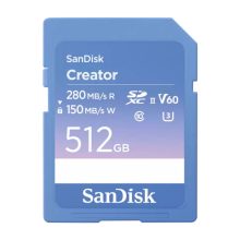 SanDisk Creator 512 GB SDXC UHS-II Clase 10 tarjeta de memoria con rendimiento rápido y almacenamiento amplio, SKU SDSDXEP-512G-GNCIS