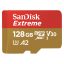 Tarjeta de memoria SanDisk Extreme MicroSDXC de 128 GB con especificaciones A2, V30, UHS-I. SKU SDSQXAA-128G-GN6AA