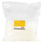 Bridas de nylon de 25cm de largo y 4mm de ancho, color blanco, soportan 22 kg de tensión, paquete de 1000 unidades SKU CBMZT10NK