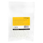 Paquete de 100 bridas ataduras de StarTech.com, 10cm de largo, ancho 2mm, diámetro del haz 22mm, resistencia de 8kg, color blanco, modelo CBMZT4N