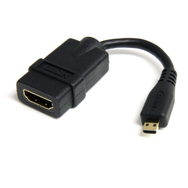 StarTech Adaptador Micro HDMI a HDMI 4K 30Hz de Alta Velocidad Adaptador Micro HDMI a HDMI StarTech HDADFM5IN de alta velocidad, compatible con vídeo 4K 30Hz. Diseño tipo D, macho a hembra, para monitores o TV Ultra HD.