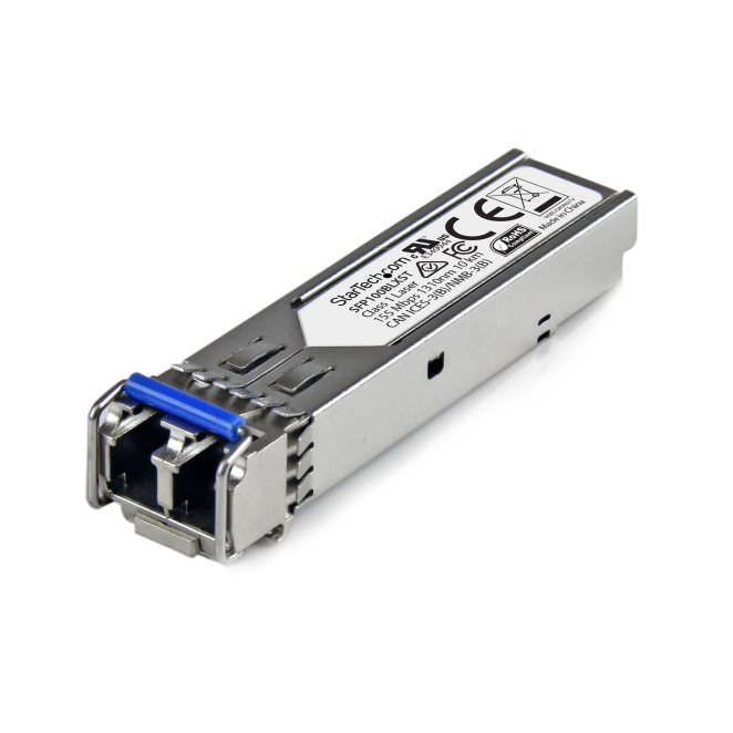StarTech.com Transceptor SFP Fibra Monomodo 100BASE-LX 100MbE Imagen del módulo transceptor SFP StarTech.com compatible con MSA, 100BASE-LX, Fibra Monomodo (SMF) 100MbE, alcance de 10km y longitud de onda de 1310nm con DDM, SKU SFP100BLXST