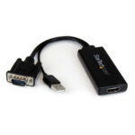 Imagen del adaptador StarTech VGA a HDMI con audio y alimentación USB, modelo VGA2HDU. Convierte señal VGA a HDMI en 1080p.