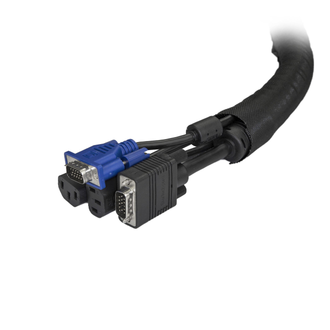 StarTech.com Manga de Gestión de Cables de 2m - Envoltura de Cable Flexible en Espiral - Maga Expandible 1,0-1,5″ de Diámetro - Organizador/Protector/Corrector de Poliéster - Organizador de Cables Recortable Negro 1 StarTech.com Manga de Gestión de Cables de 2m