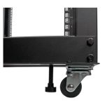 Imagen del StarTech.com rack 12U móvil de marco abierto con cuatro columnas para servidores, SKU 4POSTRACK12U. Incluye ruedas y patas niveladoras.