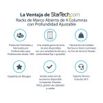 Imagen del StarTech.com rack 12U móvil de marco abierto con cuatro columnas para servidores, SKU 4POSTRACK12U. Incluye ruedas y patas niveladoras.