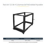 Imagen del StarTech.com rack 12U móvil de marco abierto con cuatro columnas para servidores, SKU 4POSTRACK12U. Incluye ruedas y patas niveladoras.