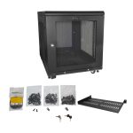 StarTech.com Armario Rack para Servidores 12U 19" con cerradura, ruedas y carriles de montaje ajustables para equipo de red. SKU: RK1233BKM