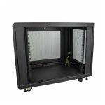 StarTech.com Armario Rack para Servidores 12U 19" con cerradura, ruedas y carriles de montaje ajustables para equipo de red. SKU: RK1233BKM