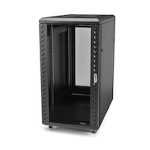 Armario rack para servidores 25U de StarTech.com, de 19 pulgadas con 4 columnas, ruedas, cerradura, seguro y carriles de montaje ajustables para equipo de red. SKU: RK2536BKF