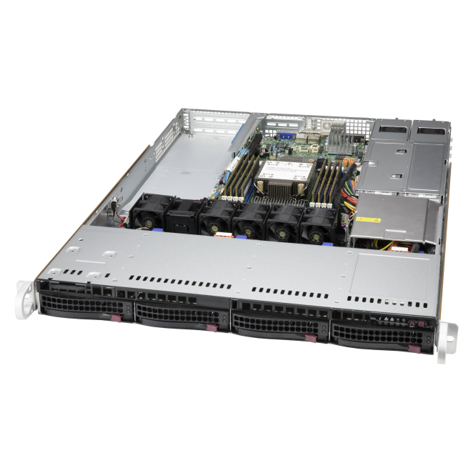 Supermicro servidor barebone 1U, eficiente y compacto Supermicro CSE-815TQC4-R504WB3 servidor barebone de 1U en color negro, ideal para soluciones compactas en bastidor