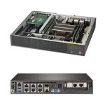 Servidor Supermicro SuperServer E300-9D-8CN8TP con Intel SoC, color negro, SKU SYS-E300-9D-8CN8TP. Ideal para pequeñas empresas y entornos de TI exigentes.