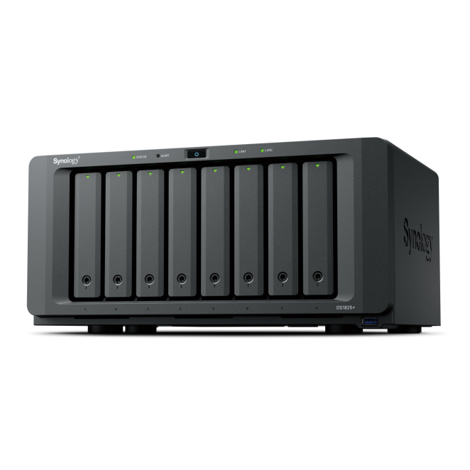 Synology DiskStation NAS Ryzen Embedded V1500B con 8 GB DDR4 Servidor de almacenamiento Synology DiskStation DS1825+ NAS con procesador Ryzen Embedded V1500B, 8 GB DDR4 y 0 TB de almacenamiento, SKU DS1825+