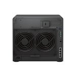 Servidor de almacenamiento NAS Synology DiskStation DS2422+ en formato torre, con procesador Ryzen Embedded V1500B, 4 GB de RAM DDR4, y manejado por DiskStation Manager en color negro. SKU DS2422+.