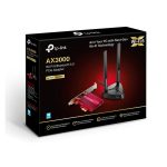 TP-Link Archer TX3000E, adaptador interno con capacidades WLAN y Bluetooth para velocidades de hasta 2402 Mbit/s. SKU: Archer TX3000E