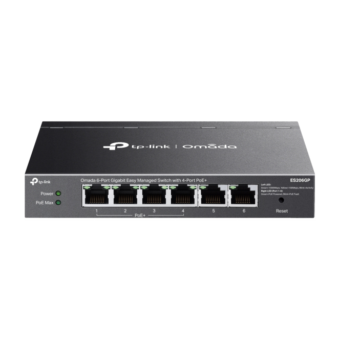 TP-Link Omada ES206GP switch Gestionado Gigabit Ethernet (10/100/1000) Energía sobre Ethernet (PoE) Negro 1 TP-Link Omada ES206GP switch gestionado gigabit Ethernet