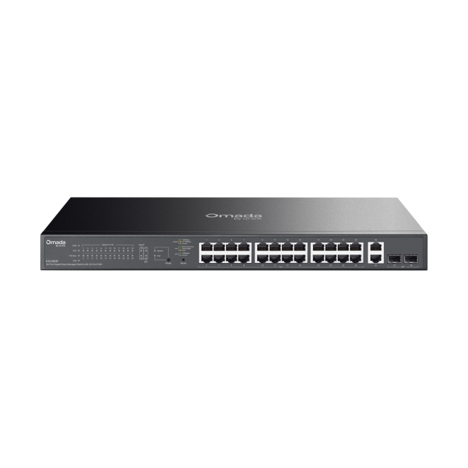 Omada Switch ES228GP Gestionado con Gigabit Ethernet y PoE Switch gestionado de Omada modelo ES228GP con conectividad Gigabit Ethernet (10/100/1000) y soporte para Energía sobre Ethernet (PoE), color negro.