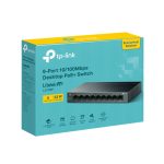 Imagen del switch no administrado TP-Link LiteWave LS109P con puertos Fast Ethernet (10/100) y soporte PoE, SKU LS109P.