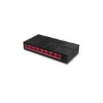 Imagen del switch no administrado Mercusys MS108G con 8 puertos Gigabit Ethernet (10/100/1000) en color negro. SKU: MS108G