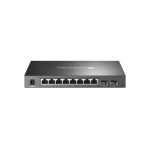 Vista frontal del TP-Link Omada SG2210P, un switch gestionado L2/L2+ Gigabit Ethernet con PoE, en color negro. SKU: SG2210P
