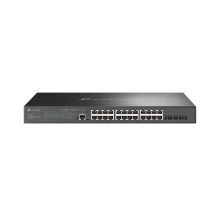 Switch gestionado TP-Link Omada SG3428MP L2+ Gigabit Ethernet con PoE, SKU SG3428MP. Incluye 24 puertos gigabit más 4 puertos SFP+ en color negro.