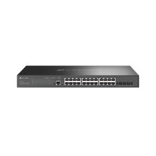 Imagen del switch TP-Link Omada SG3428XMP gestionado L2+ con Gigabit Ethernet, 28 puertos PoE y diseño 1U en color negro. SKU: SG3428XMP