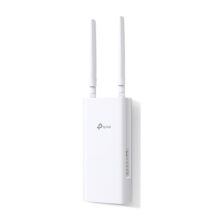Imagen del router inalámbrico blanco TP-Link TL-MR100-OUTDOOR con conectividad 4G, banda única de 2.4 GHz y puerto Ethernet rápido. SKU TL-MR100-OUTDOOR