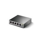 Imagen del TP-Link TL-SF1005P, un switch no administrado con capacidad Fast Ethernet (10/100) y soporte para Energía sobre Ethernet (PoE) en color negro. SKU: TL-SF1005P