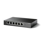 Imagen del TP-Link TL-SF1006P, un switch no administrado Fast Ethernet (10/100) con Energía sobre Ethernet (PoE) en color negro. SKU TL-SF1006P