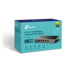 Imagen del TP-Link TL-SF1006P, un switch no administrado Fast Ethernet (10/100) con Energía sobre Ethernet (PoE) en color negro. SKU TL-SF1006P