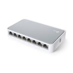 Imagen del switch no administrado TP-Link TL-SF1008D con 8 puertos Fast Ethernet 10/100 y acabado blanco, SKU: TL-SF1008D.
