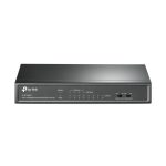 TP-Link TL-SF1008LP, un switch no administrado con 8 puertos Fast Ethernet (10/100) y soporte para Energía sobre Ethernet (PoE) en color negro. SKU TL-SF1008LP