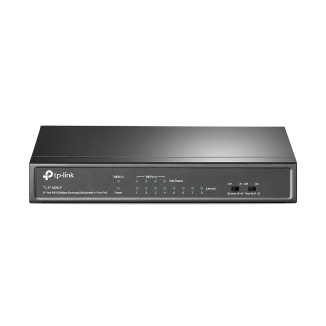 TP-Link TL-SF1008LP switch No administrado Fast Ethernet (10/100) Energía sobre Ethernet (PoE) Negro 3 Switch TP-Link TL-SF1008LP PoE para redes en hogares y pequeñas empresas.