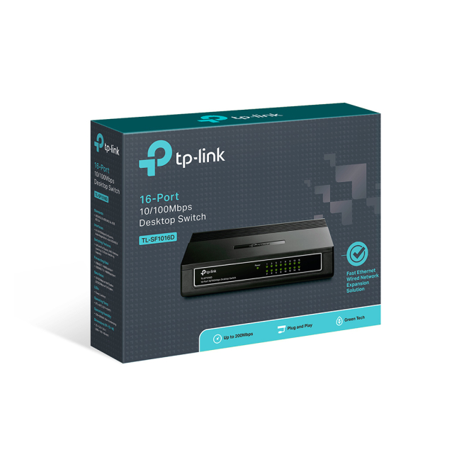 TP-Link TL-SF1016D switch Fast Ethernet (10/100) Negro 3 TP-Link TL-SF1016D interfaz de puertos