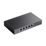 Switch Gigabit Ethernet (10/100/1000) TP-Link TL-SG1005P-PD, cinco puertos, Energía sobre Ethernet, color negro, SKU TL-SG1005P-PD