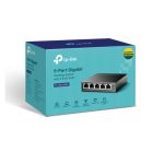 Switch no administrado TP-Link TL-SG1005P Gigabit Ethernet 10/100/1000 con PoE en color negro. SKU: TL-SG1005P.