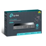 Imagen del switch no administrado L2 Gigabit Ethernet TP-Link TL-SG1016D con 16 puertos en color negro.