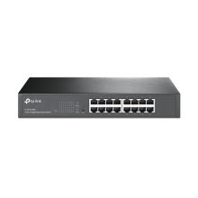 Imagen del TP-Link TL-SG1016DE, un switch gestionado L2 con 16 puertos Gigabit Ethernet (10/100/1000) en color negro