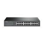 Imagen del switch gestionado L2 Gigabit Ethernet TP-Link TL-SG1024DE negro con 24 puertos y velocidades de 10/100/1000 Mbps