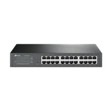 Imagen del switch gestionado L2 Gigabit Ethernet TP-Link TL-SG1024DE negro con 24 puertos y velocidades de 10/100/1000 Mbps
