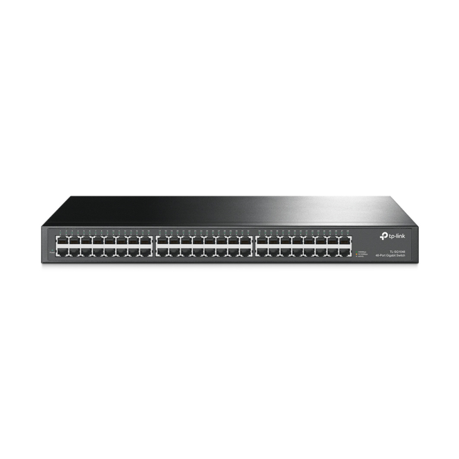 TP-Link switch Gigabit Ethernet TL-SG1048 no administrado, 1U y negro Imagen del switch TP-Link TL-SG1048, no administrado, de tipo Gigabit Ethernet (10/100/1000), 1U, color negro. SKU: TL-SG1048.