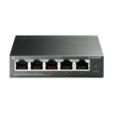 Switch gestionado TP-Link TL-SG105PE de 5 puertos L2 Gigabit Ethernet 10/100/1000, con Energía sobre Ethernet (PoE), color negro, SKU TL-SG105PE.