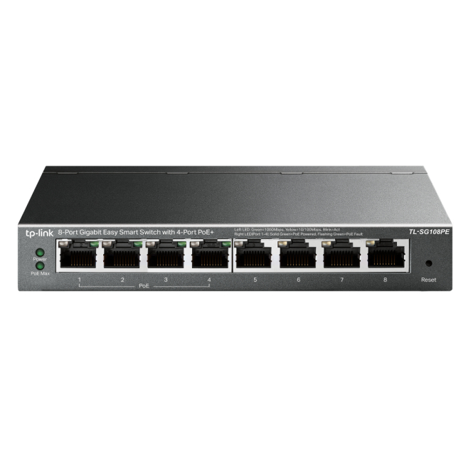 TP-Link TL-SG108PE switch Gestionado L2 Gigabit Ethernet (10/100/1000) Energía sobre Ethernet (PoE) Negro 3 Switch Gigabit TP-Link TL-SG108PE