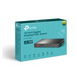 Imagen del TP-Link TL-SG1210MP, un switch no administrado con Gigabit Ethernet, soporte PoE y color negro. SKU: TL-SG1210MP