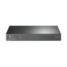 Imagen del switch gestionado TP-Link JetStream TL-SG2008P con capacidad L2/L2+, compatible con Gigabit Ethernet y PoE, color negro