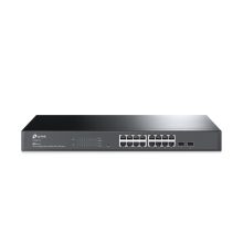 Vista frontal del switch gestionado TP-Link JetStream TL-SG2218 con soporte L2/L2+ y puertos Gigabit Ethernet, SKU TL-SG2218