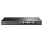 Imagen del switch gestionado TP-Link JetStream TL-SG2218P L2+ Gigabit Ethernet con PoE y diseño 1U en color negro. SKU: TL-SG2218P