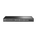 Switch gestionado TP-Link JetStream TL-SG3428 con 24 puertos Gigabit Ethernet, gestión L2/L3 y diseño 1U en color negro