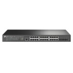 Imagen del TP-Link JetStream TL-SG3428XPP-M2 switch gestionado L2+ con soporte 2.5G Ethernet (100/1000/2500) y Energía sobre Ethernet (PoE), de color negro. SKU: TL-SG3428XPP-M2.