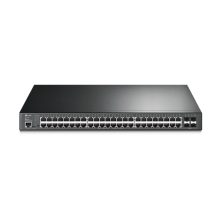 Imagen del switch gestionado TP-Link JetStream TL-SG3452P de 48 puertos Gigabit Ethernet con soporte PoE, en formato 1U y color negro